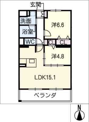 MAISON SOURIRE(2LDK/2階)の間取り写真