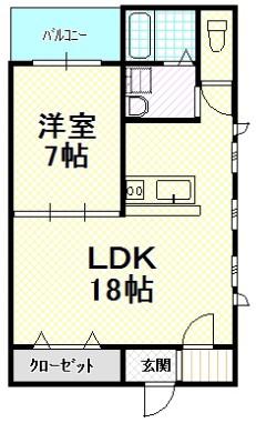 ポートサイドビル(1LDK/4階)の間取り写真