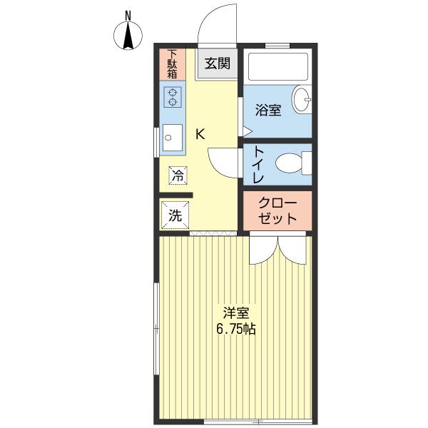 サンフラッツ湘南(1K/1階)の間取り写真