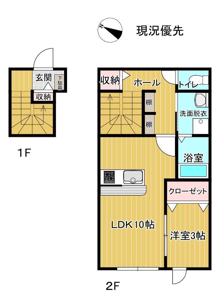 プロシードロック(1LDK/2階)の間取り写真
