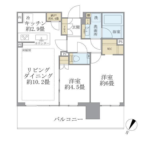 シティタワーズ東京ベイ セントラルタワー(2LDK/32階)の間取り写真