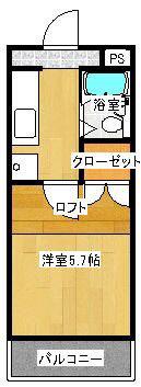 ガーデンコートTM和地山(1K/2階)の間取り写真