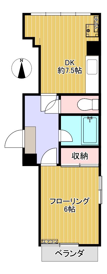 伊地智ビル(1DK/3階)の間取り写真