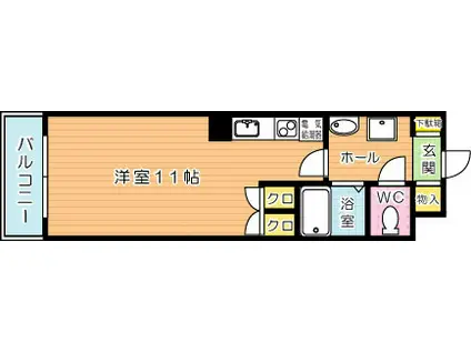オークランドアサート折尾(ワンルーム/6階)の間取り写真