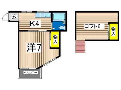 コーポミヨシ富岡(1K/2階)の間取り写真
