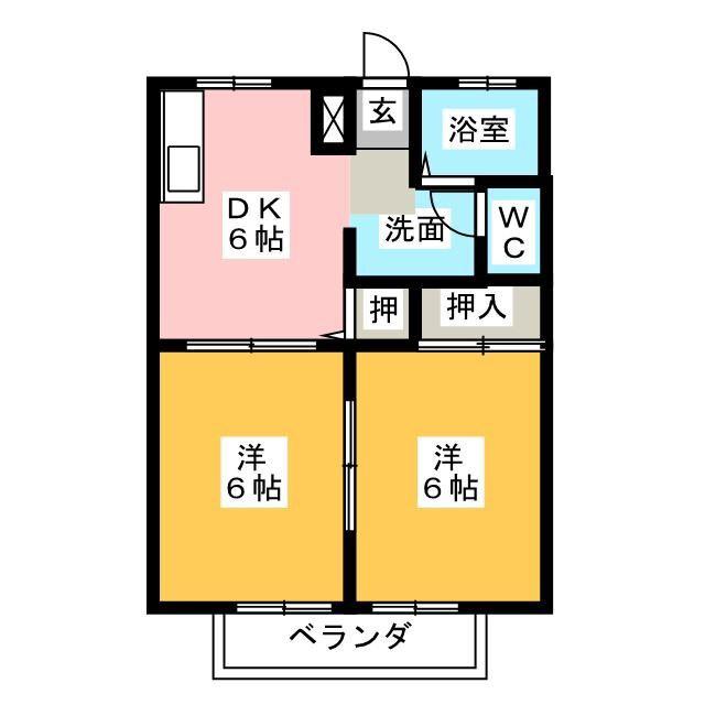 西ハイツ(2DK/2階)の間取り写真