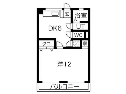 中ノ坪ビル(1DK/1階)の間取り写真