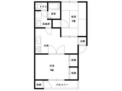 アーバンライフ相生町C(2DK/2階)の間取り写真