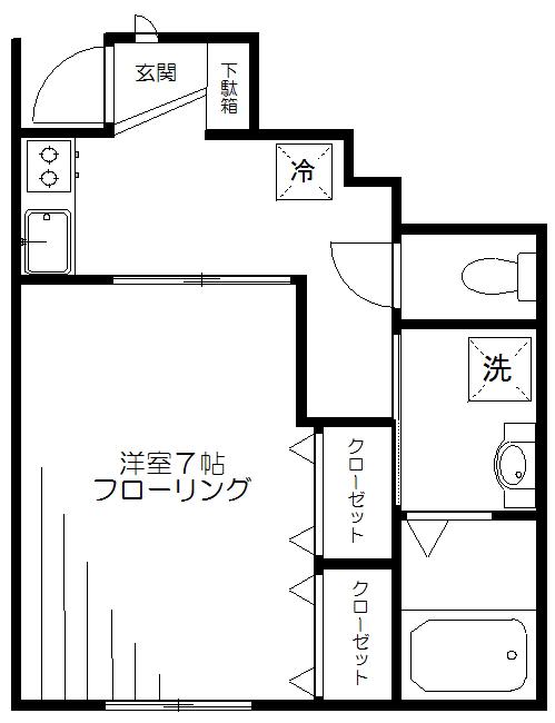 KTアークス(1K/1階)の間取り写真