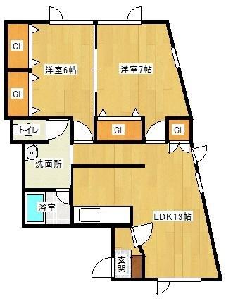 ＪＲ室蘭本線 苫小牧駅 徒歩26分 2階建 築47年(2LDK/2階)の間取り写真
