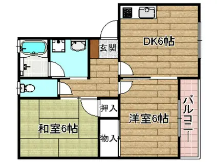 ハイツファミールA棟(2DK/1階)の間取り写真