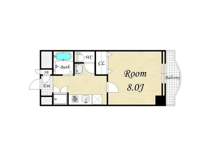 ブランコート豊中(1K/8階)の間取り写真