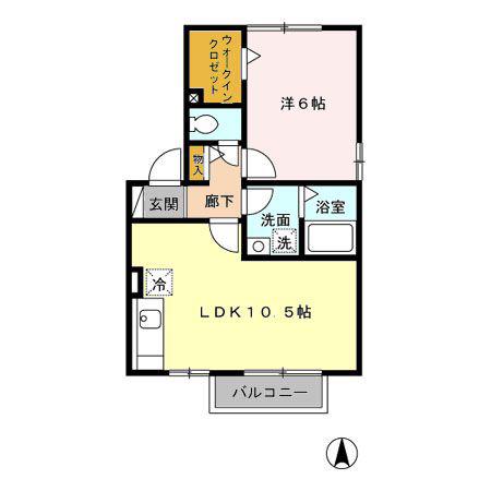 アイリスガーデン菰池 A棟(1LDK/2階)の間取り写真