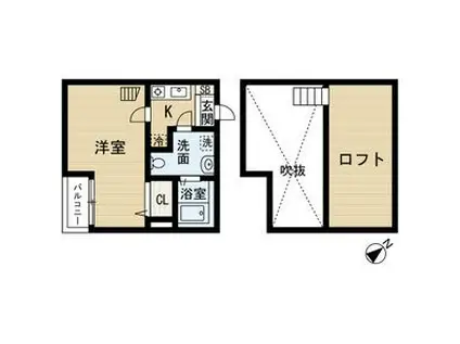 アパートメントU(ワンルーム/2階)の間取り写真