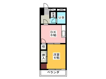 第7荒田ビル(1DK/4階)の間取り写真