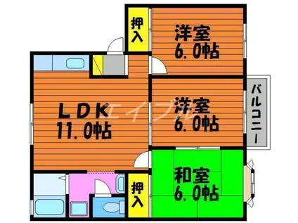 グリーンパーク西辛川B(3LDK/2階)の間取り写真