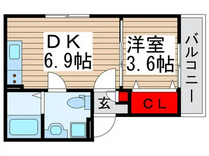 AJ新松戸II(1DK/1階)の間取り写真