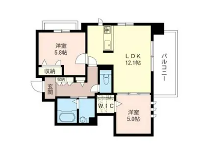 カーサ コラッタ(2LDK/3階)の間取り写真