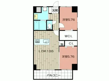 THE SQUARE・CENTRAL RESIDENCE(2LDK/12階)の間取り写真