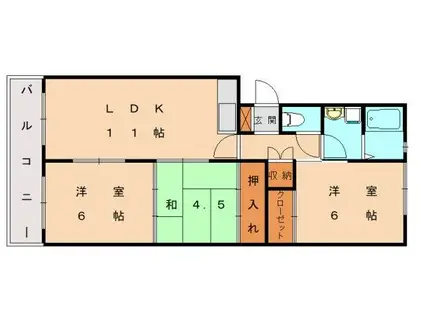 レジデンス和白I(3LDK/1階)の間取り写真