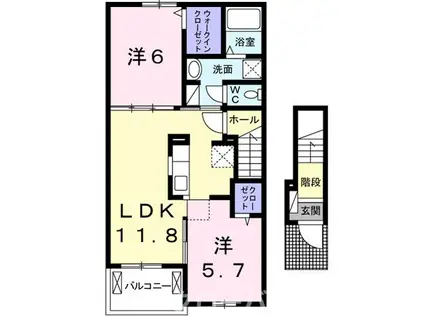 フェリーチェ丸亀(2LDK/2階)の間取り写真