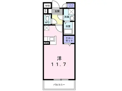 メゾン・K(ワンルーム/1階)の間取り写真