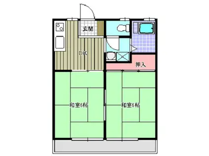 サンハイツ塩谷(2DK/2階)の間取り写真