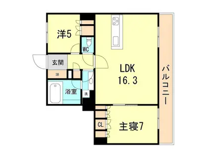 ライオンズタワー神戸旧居留地(2LDK/6階)の間取り写真
