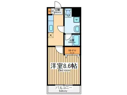 ＪＲ南武線 小田栄駅 徒歩9分 3階建 築17年(1K/3階)の間取り写真