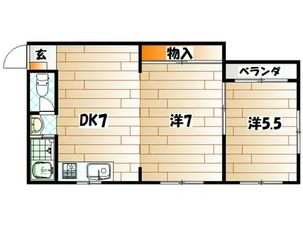 マキシム貴船(2DK/3階)の間取り写真