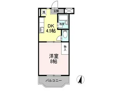 ファミーユIII(1DK/1階)の間取り写真