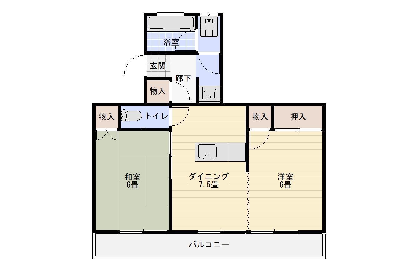 ルーメンビル2(2DK/4階)の間取り写真