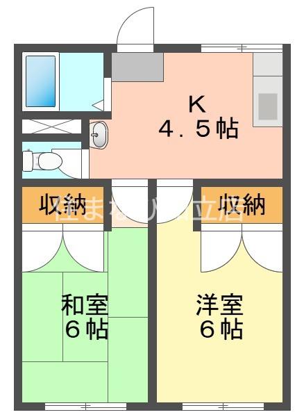 シャトレ住吉(2DK/1階)の間取り写真