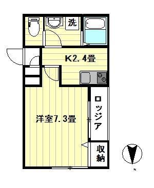 ベルパセオ(1K/1階)の間取り写真
