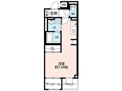 LIFT VISION 柱 OKAZAKI(ワンルーム/4階)の間取り写真