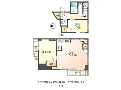 小針浜コンドミニアム(2LDK/8階)の間取り写真