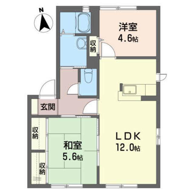 グランディ・ミュウB(2LDK/1階)の間取り写真
