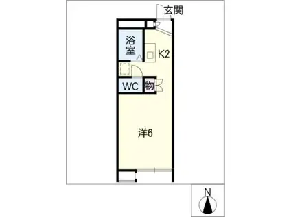 PALACE MARIN(1K/2階)の間取り写真