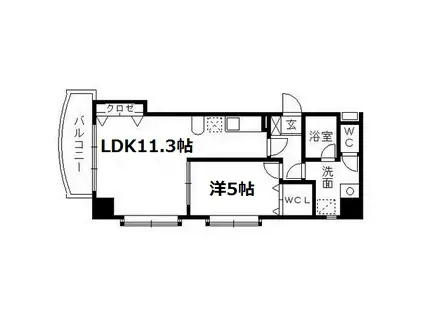 ローレルコート田町(1LDK/8階)の間取り写真
