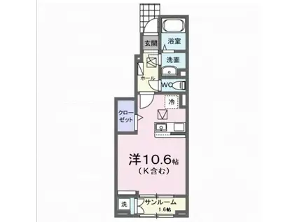ガーデン ハウス イナバ II(ワンルーム/1階)の間取り写真