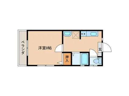 ヴァン・デ・ヴェル(1K/2階)の間取り写真