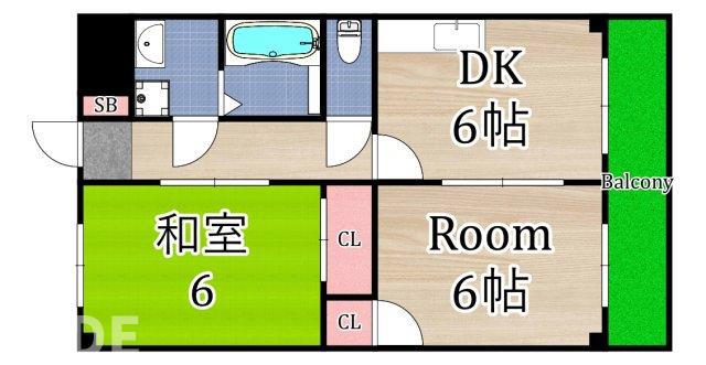 Mプラザ城東五番館(2DK/8階)の間取り写真