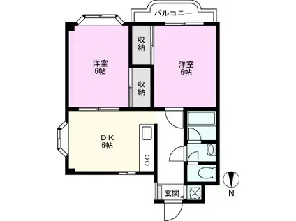 ベルテ中青木(2DK/2階)の間取り写真