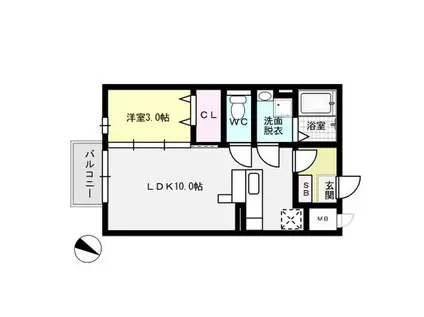 モナリエデライト(1LDK/1階)の間取り写真