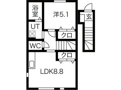 アーバンスタイルII(1LDK/2階)の間取り写真
