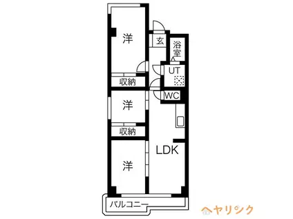 里水マンション A(3LDK/2階)の間取り写真