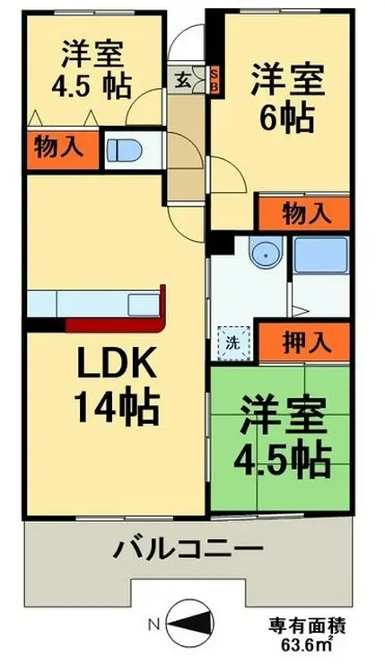 柏台グリーンヒルズ 4階階 間取り