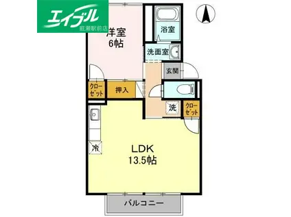 タウン妹尾(1LDK/2階)の間取り写真