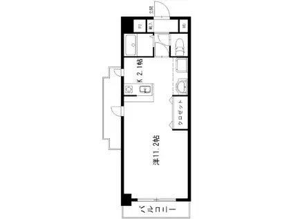 ビリーヴヒルズ(1K/2階)の間取り写真