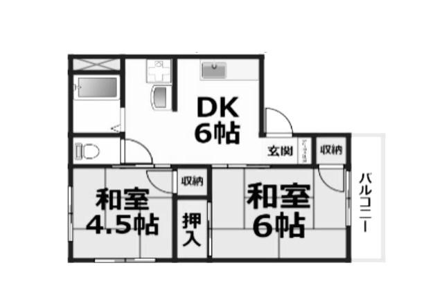 シティハイム橋本第3AP(2DK/2階)の間取り写真